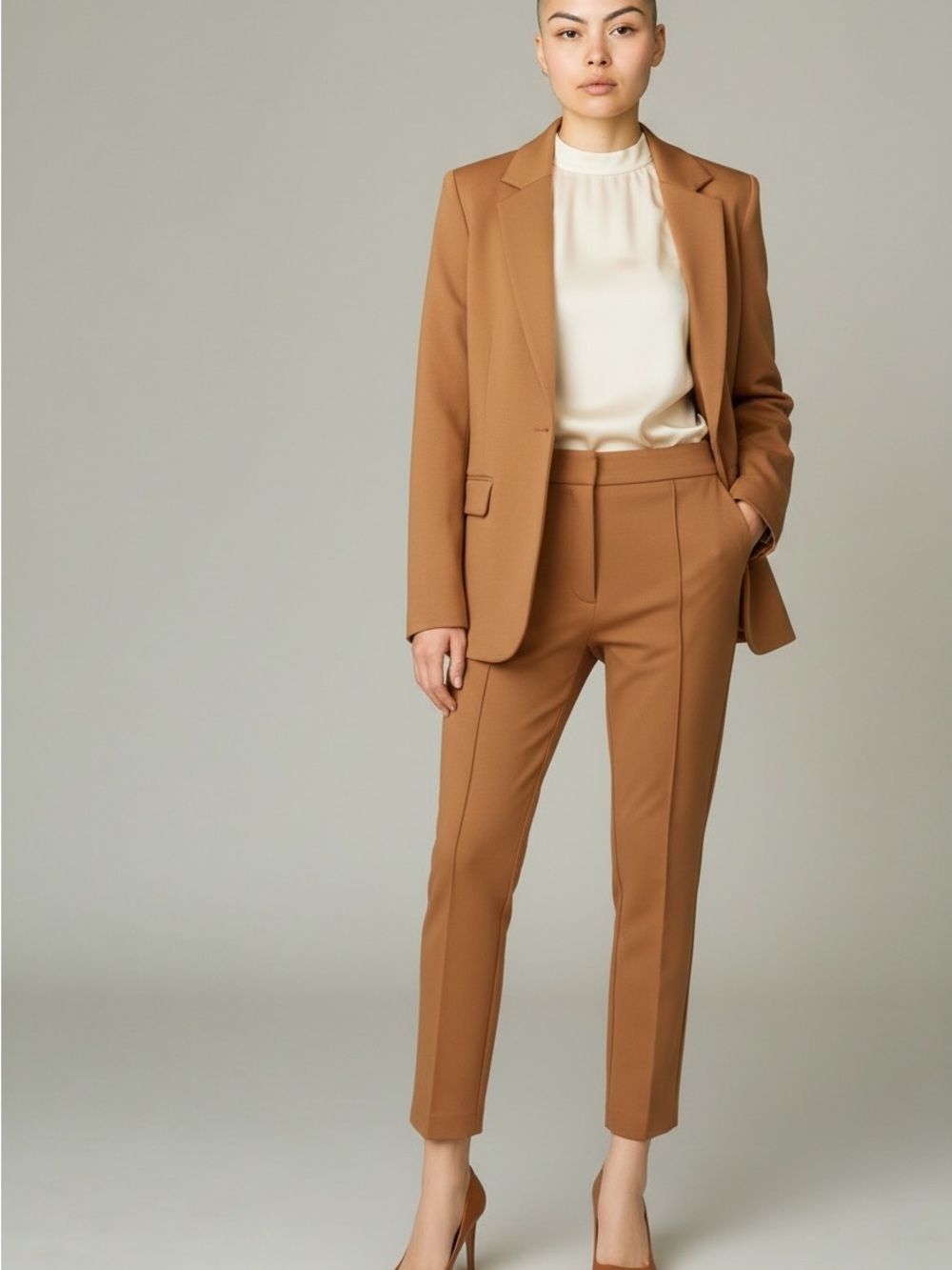 Ann Taylor Ankle Suit Pants in Camel